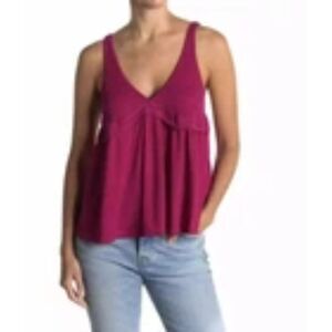 NWT Free People Strange Love Pink V-Neck Tank Top (S)